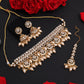 Gold, White, Maroon Color Choker Kundan Necklace Set