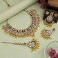 Yellow Maroon & Green Color Meena Work Kundan Necklace Set