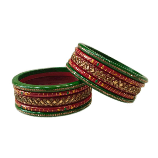Lakh Bangle set, Red & Green Bangles, Traditional Beautiful Colour of Rajasthani Lakh Banglels set gaonkasaman