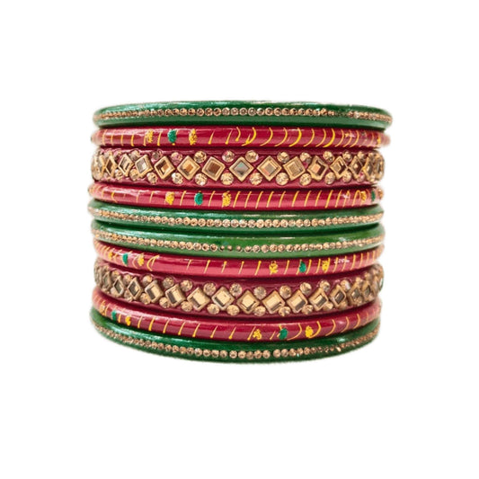 Lakh Bangle set, Red & Green Bangles, Traditional Beautiful Colour of Rajasthani Lakh Banglels set gaonkasaman