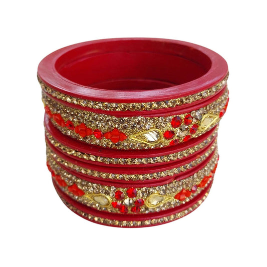 Maroon Gold Plated with  Topaz Fitted Lac Bangle gaonkasaman