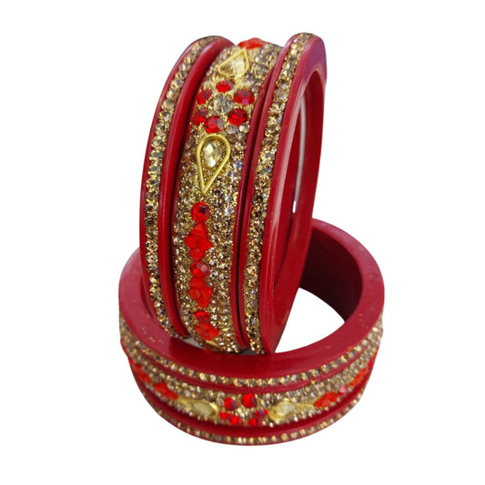 Maroon Gold Plated with  Topaz Fitted Lac Bangle gaonkasaman