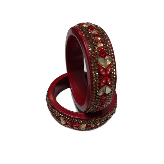 Maroon Plated with Topaz Fitted Lac Kada Bangle gaonkasaman