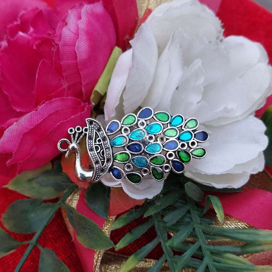 silver peacock,cocktail ring