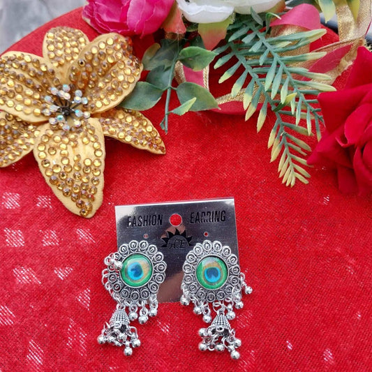 Peacock Silver Oxidised Jhumka (earring) gaonkasaman