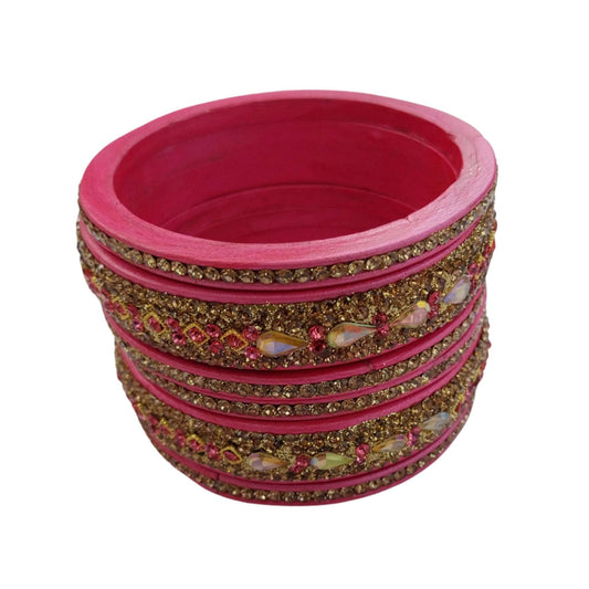 Pink Gold Plated with  Topaz Fitted Lac Bangle gaonkasaman