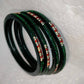 Rajasthani Traditional 2 Line Green Color Beautiful Stone Design (Pack of 4) gaonkasaman