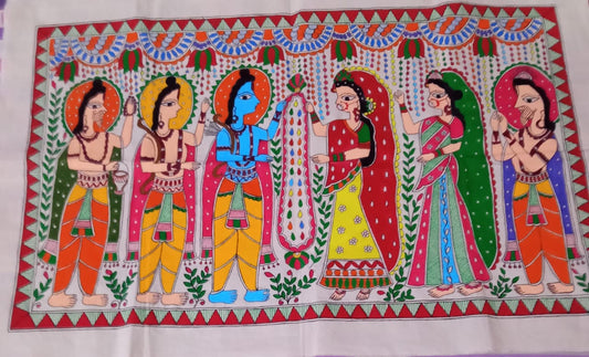 Ram-Siya Varmala – Handmade Madhubani Painting. gaonkasaman