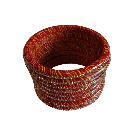 Red,Green & Gold plated Chura Bangle set gaonkasaman