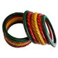 Red Yellow and Green Color Lahariya Bangle Set gaonkasaman