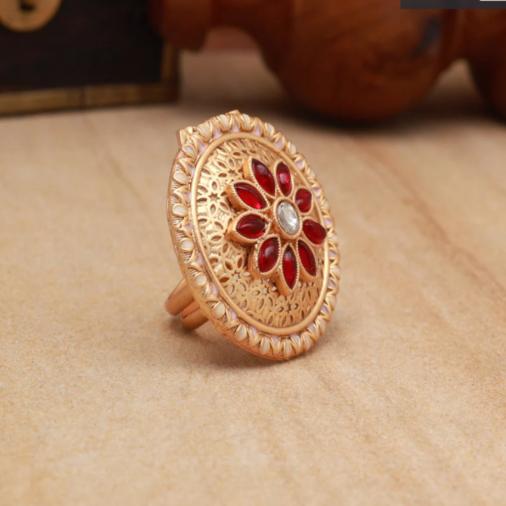 round ring,traditional,kundan,ring