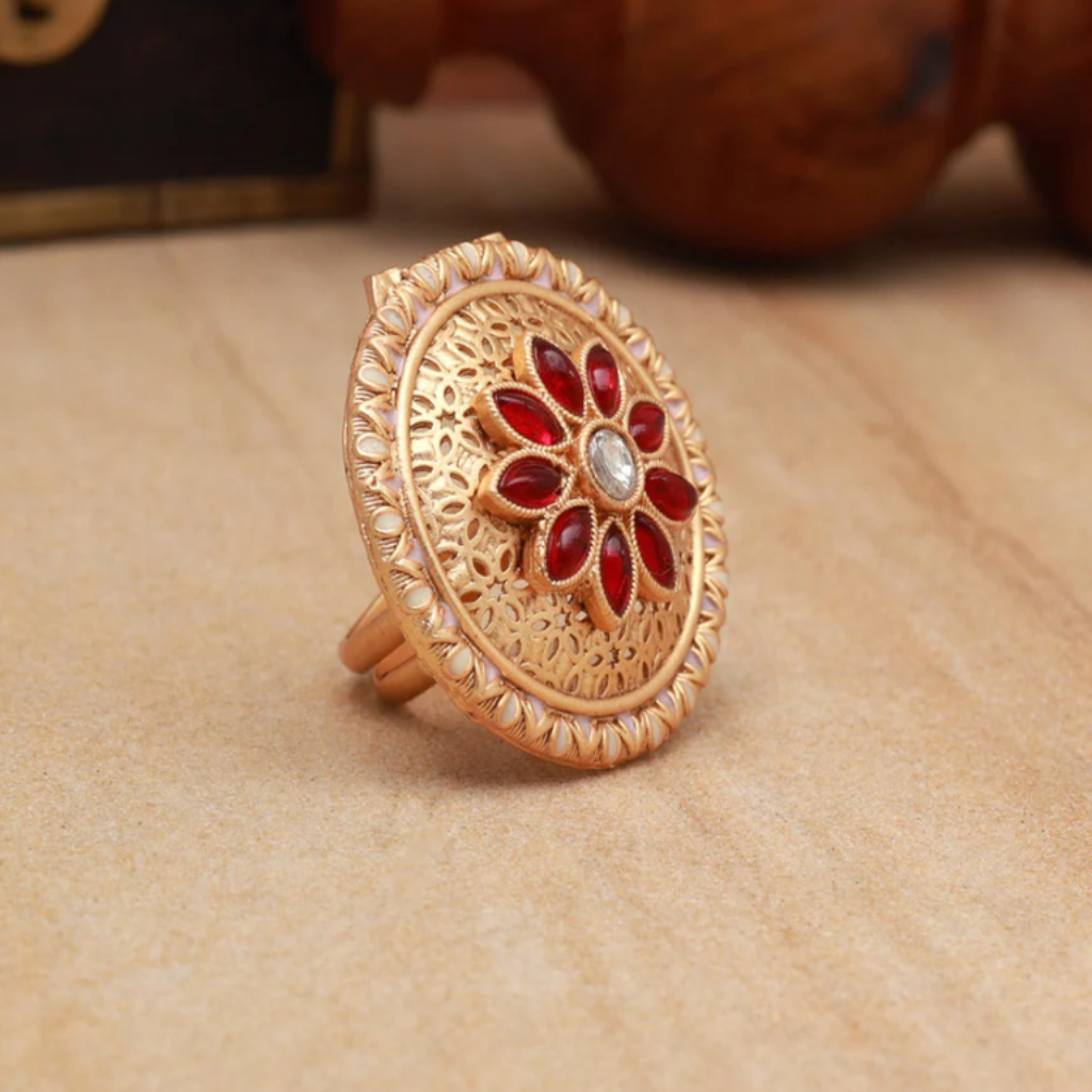 round ring,traditional,kundan,ring