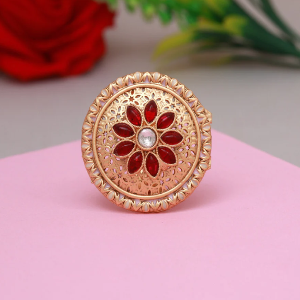 round ring,traditional,kundan,ring