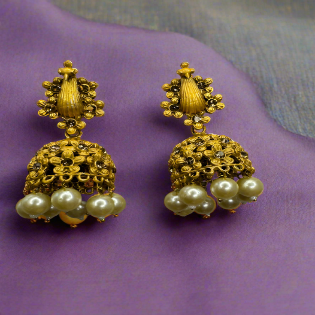 Pearl Suspended Brass Jhumka Earrings | Jhumki/ Earrings | Traditional Earrings | for women and girls