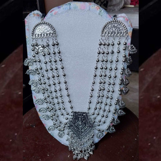 Silver Oxidised Multilayer  silver Beard Detailing Rani haar(Necklace) gaonkasaman