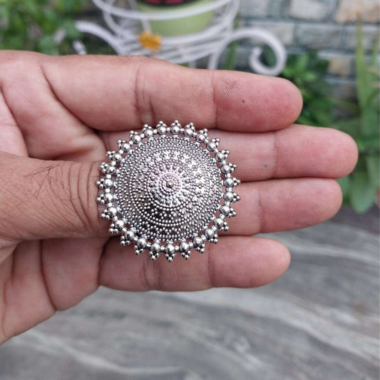 oxidised,silver,ring,adjustable ring,cocktail ring,floral