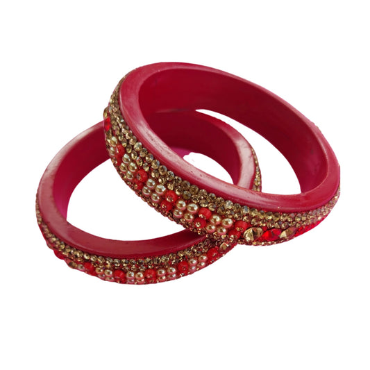Topaz Fitted Red Plated Lac Kada Bangle gaonkasaman