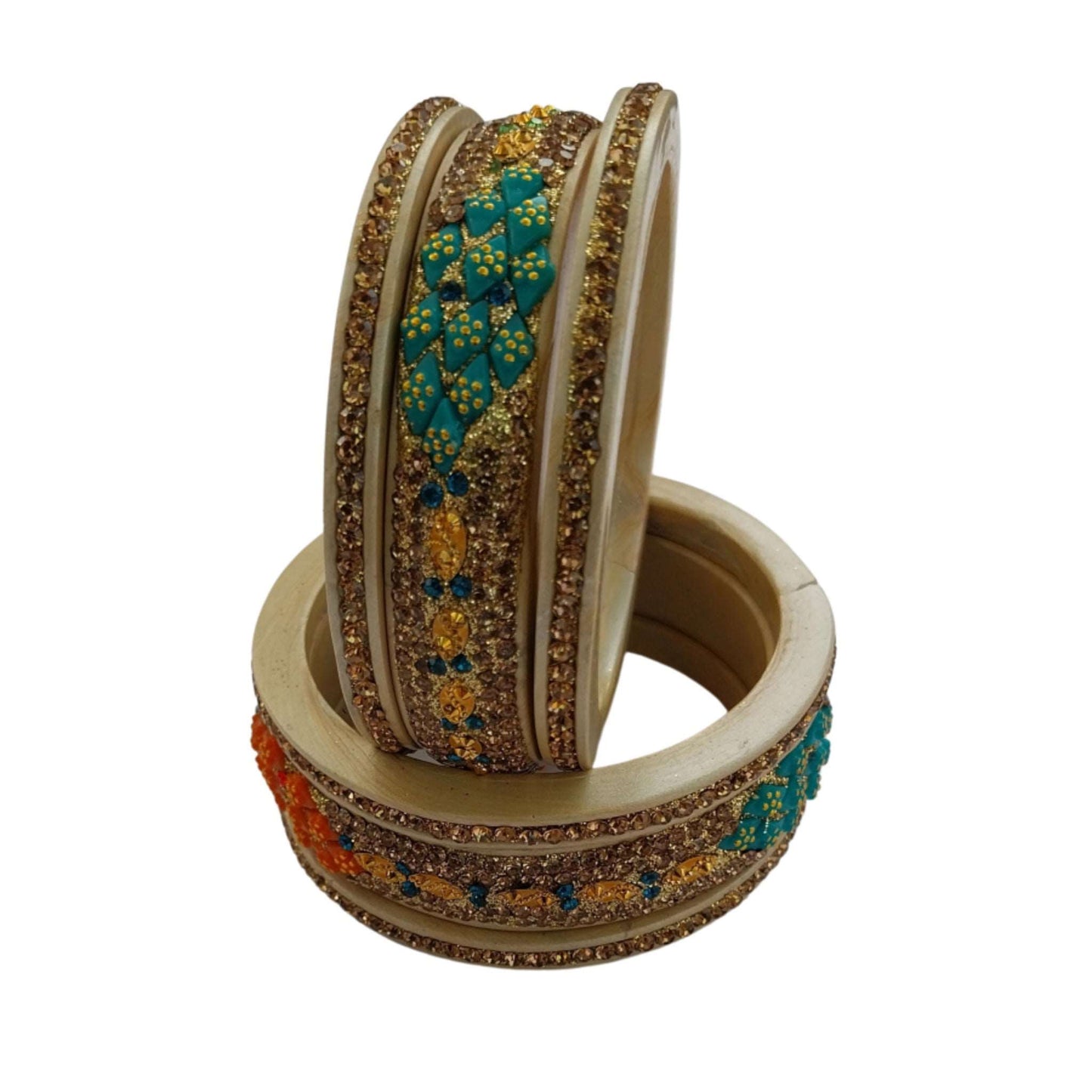 Topaz and Diamond 5 line Cream Lac Bangle gaonkasaman