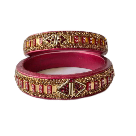 Traditional 5-line Pink Lac/Lakh Bangle/Kadda Set For Women And Girls. gaonkasaman