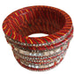 Traditional Mirror And Silver Stones Red Lahariya Bangle Lakh/Lac Bangle/Kadda/Chura Set For Women And Girls. gaonkasaman
