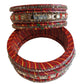 Traditional Mirror And Silver Stones Red Lahariya Bangle Lakh/Lac Bangle/Kadda/Chura Set For Women And Girls. gaonkasaman