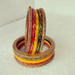 Traditional Red Green Yellow with golden-work Lakh Bangle/churra/kadda set for Women & Men gaonkasaman