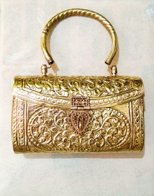 Vine Designed Clutch' - Gold-plated brass Clutch/Bag/Handbag/Sling Bag | Silver-Plated Brass | For Women and Girls.