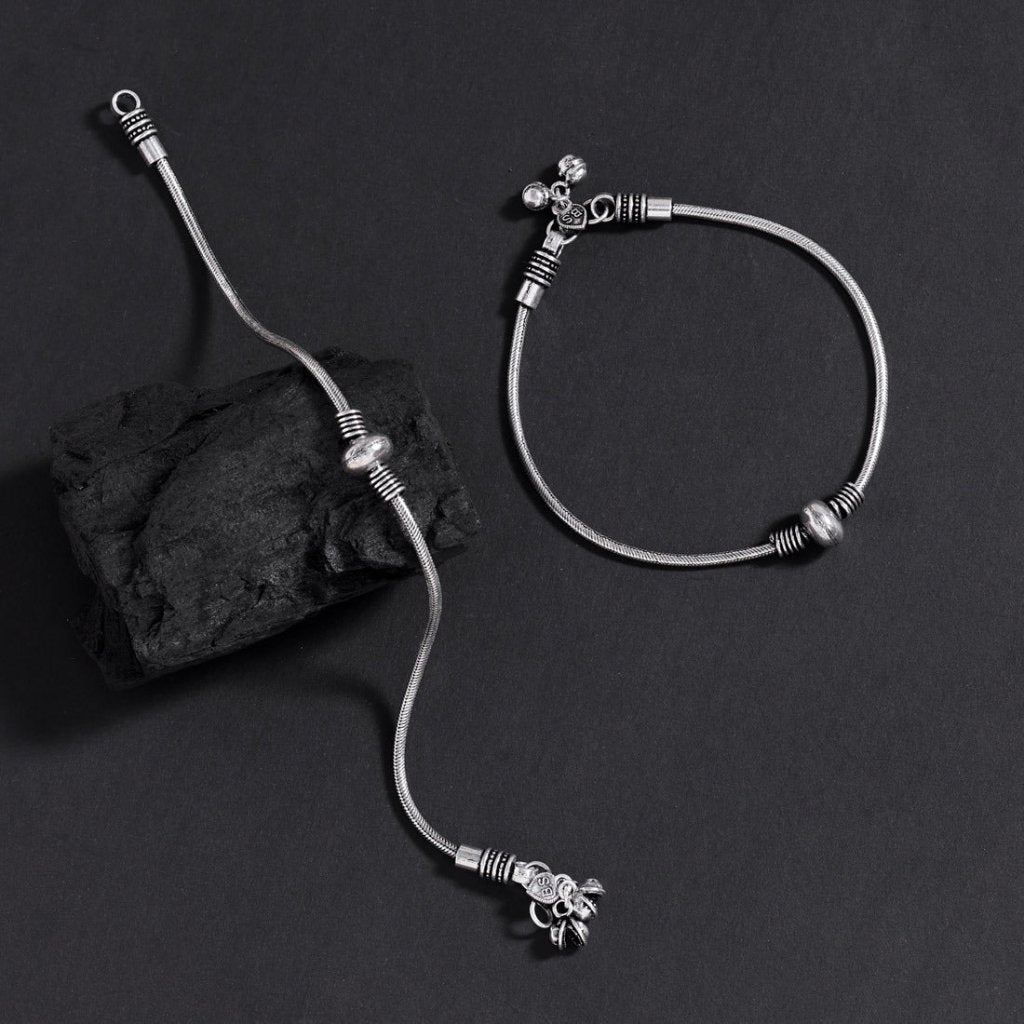 Oxidized Silver Stoned Silver Oxidized Anklets | Traditional Jewelry for Girls and Women.