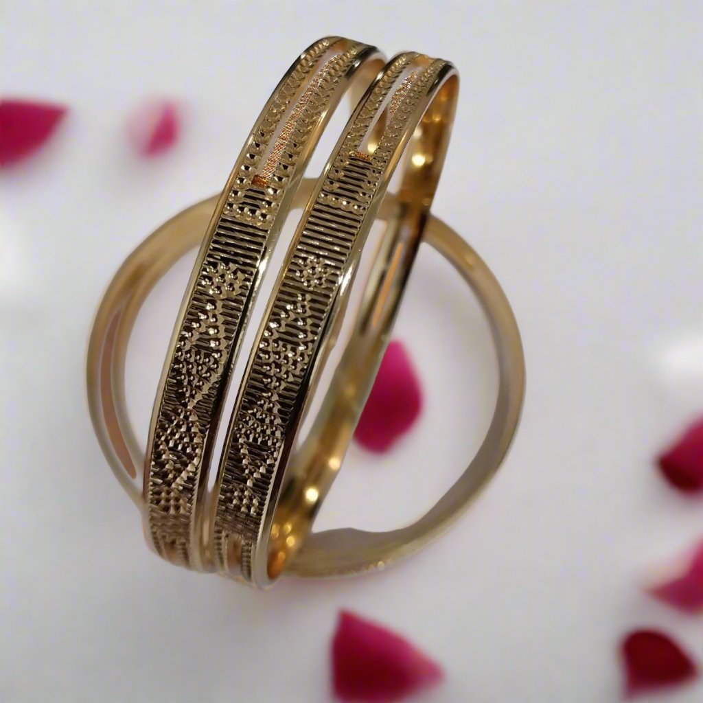 Gold Platted Rhombus Crisscross Brass Bangles | Traditional Bangles | For Girls and Women.