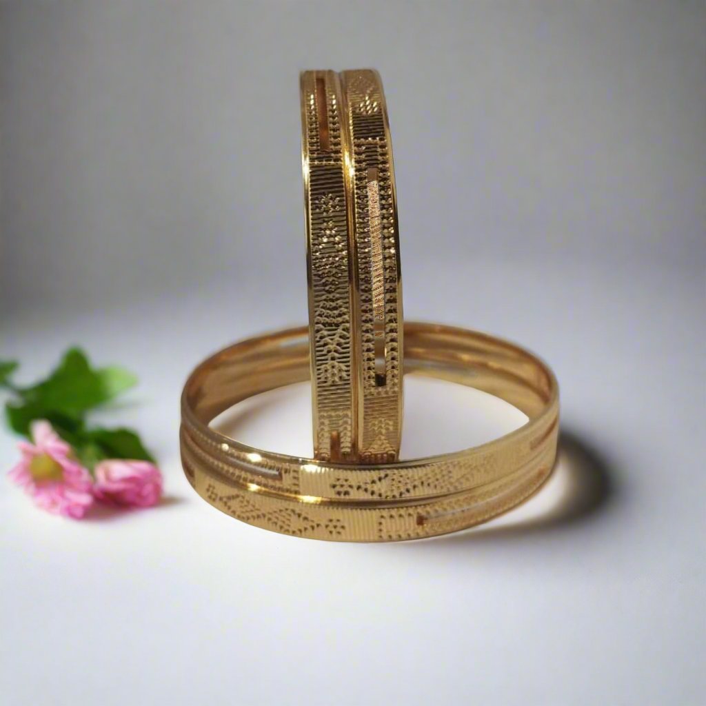 Gold Platted Rhombus Crisscross Brass Bangles | Traditional Bangles | For Girls and Women.