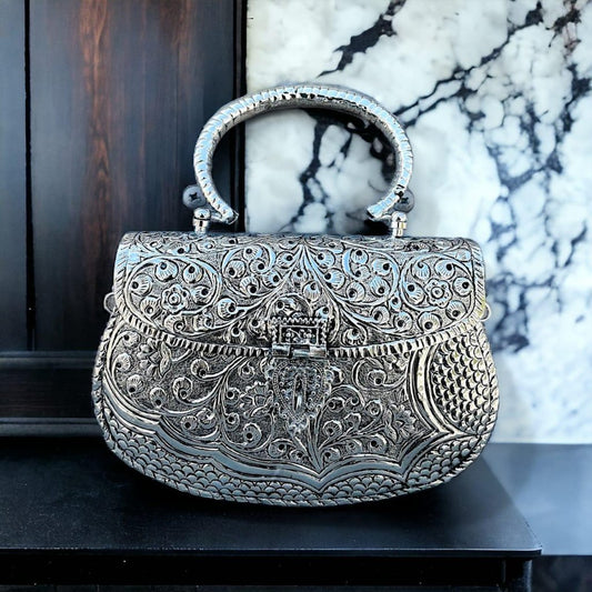 Regal Meenakari Clutch | Silver-Plated/ Gold-Plated Brass | Clutch/Bag/Handbag/Sling Bag | For Women And Girls