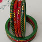 Red & Green Rajasthan Golden stone Lehariya design | traditional Bangles | for women and girls