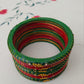 Red & Green Rajasthan Golden stone Lehariya design | traditional Bangles | for women and girls