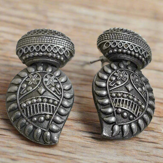 Ambi German silver Oxidise Meenakari Traditional Earrings | For Girls and Women