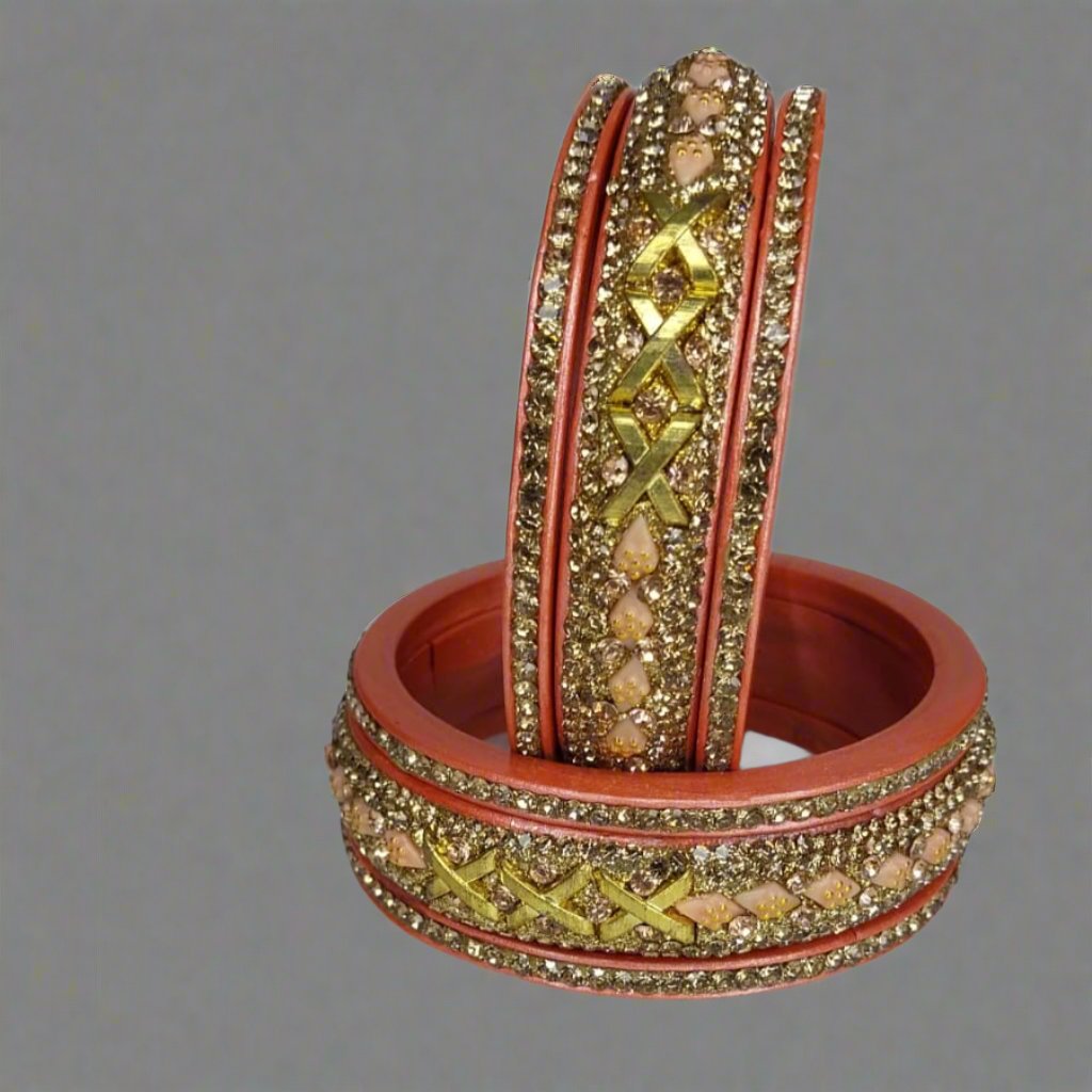 Peach Lakh/Lac  Blossom Delight Traditional Bangles | For Girls and Women