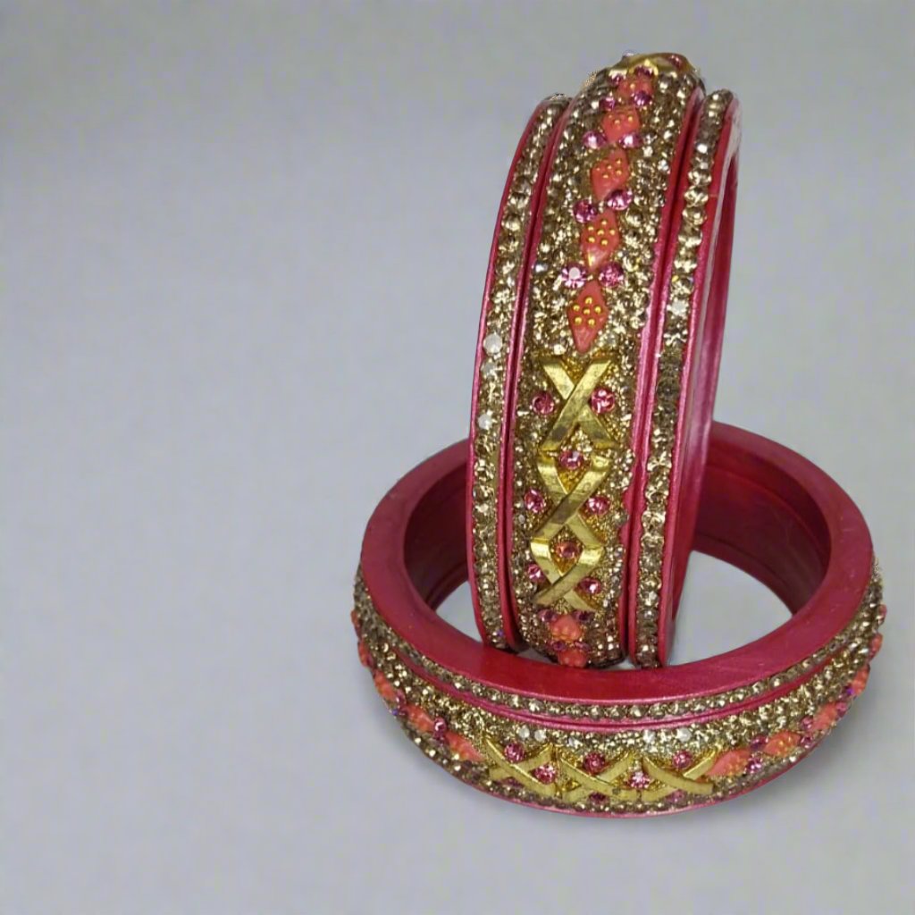 Magenta Lakh/Lac  Eye-Catching Charm Traditional Bangles | For Girls and Women