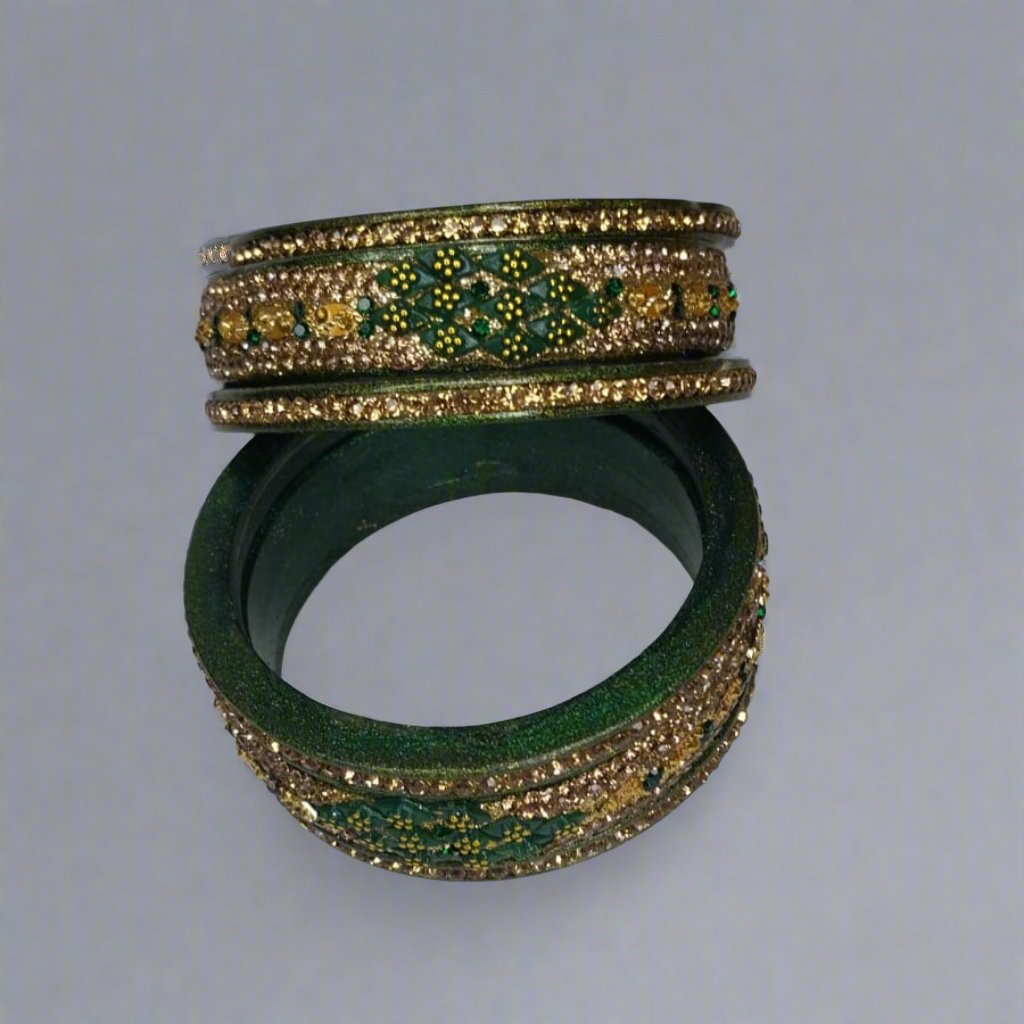 Green Lakh/Lac  Graceful Aura Traditional Bangles | For Girls and Women