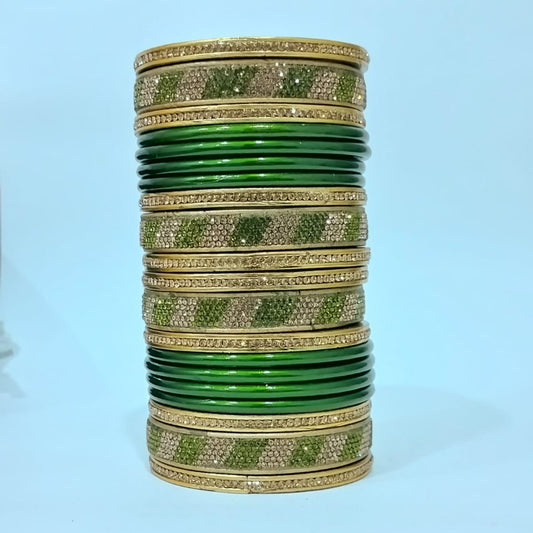 Karva Chauth Special Set Of Green Punjabi Lakh traditional Bangles Set | for women and girls