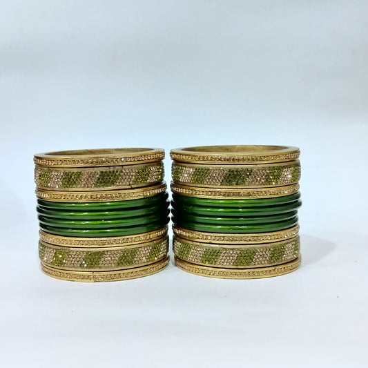 Karva Chauth Special Set Of Green Punjabi Lakh traditional Bangles Set | for women and girls