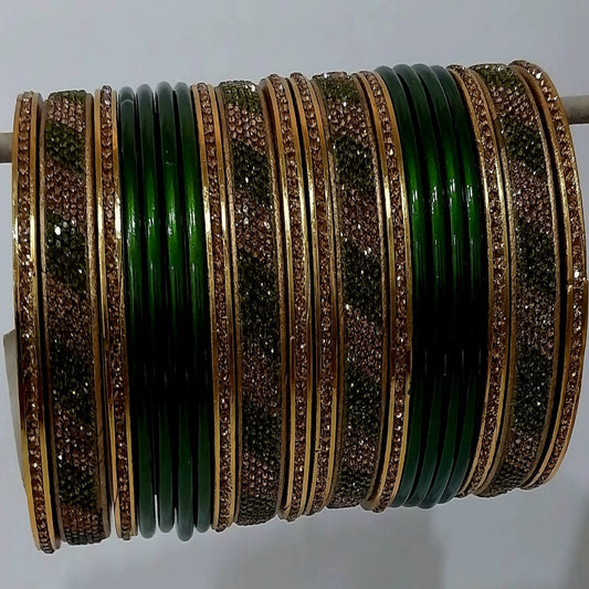 Karva Chauth Special Set Of Green Punjabi Lakh traditional Bangles Set | for women and girls