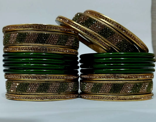 Karva Chauth Special Set Of Green Punjabi Lakh traditional Bangles Set | for women and girls