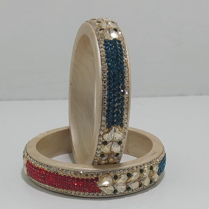 Multi Kundan Topaz Fitted Kada Latest Design Rajasthani Bangles | Set of 2 lakh Bangles | Traditional Kada | For Women and Girls