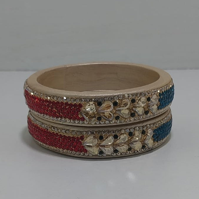 Multi Kundan Topaz Fitted Kada Latest Design Rajasthani Bangles | Set of 2 lakh Bangles | Traditional Kada | For Women and Girls