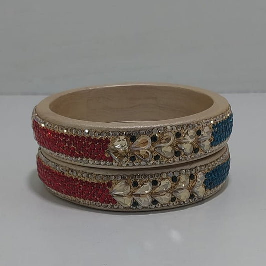 Multi Kundan Topaz Fitted Kada Latest Design Rajasthani Bangles | Set of 2 lakh Bangles | Traditional Kada | For Women and Girls