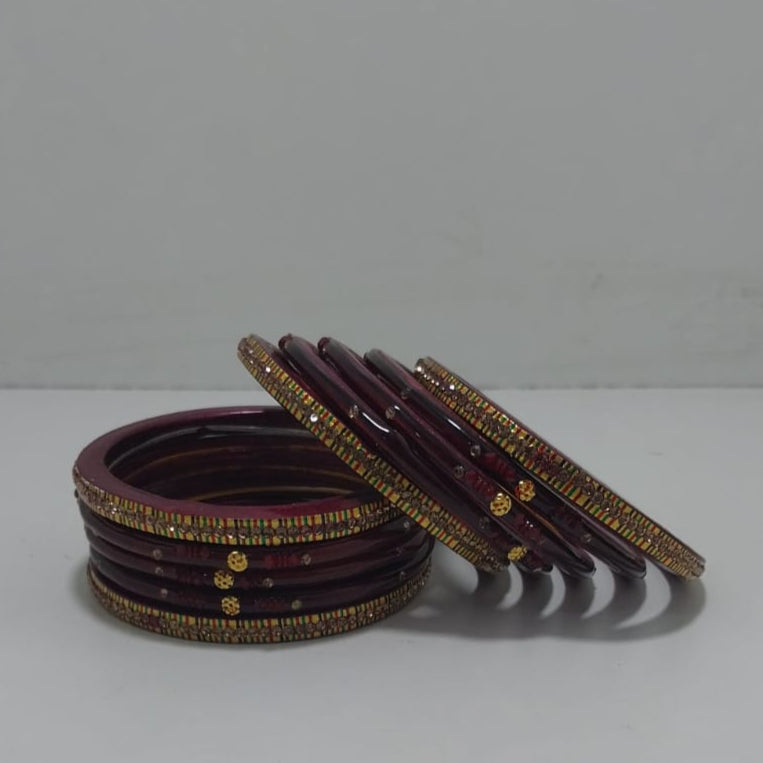 Traditional Rajasthani Design Lac Bangles Maroon Colour Set For Girls And Woman