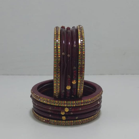 Traditional Rajasthani Design Lac Bangles Maroon Colour Set For Girls And Woman