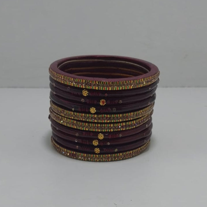 Traditional Rajasthani Design Lac Bangles Maroon Colour Set For Girls And Woman