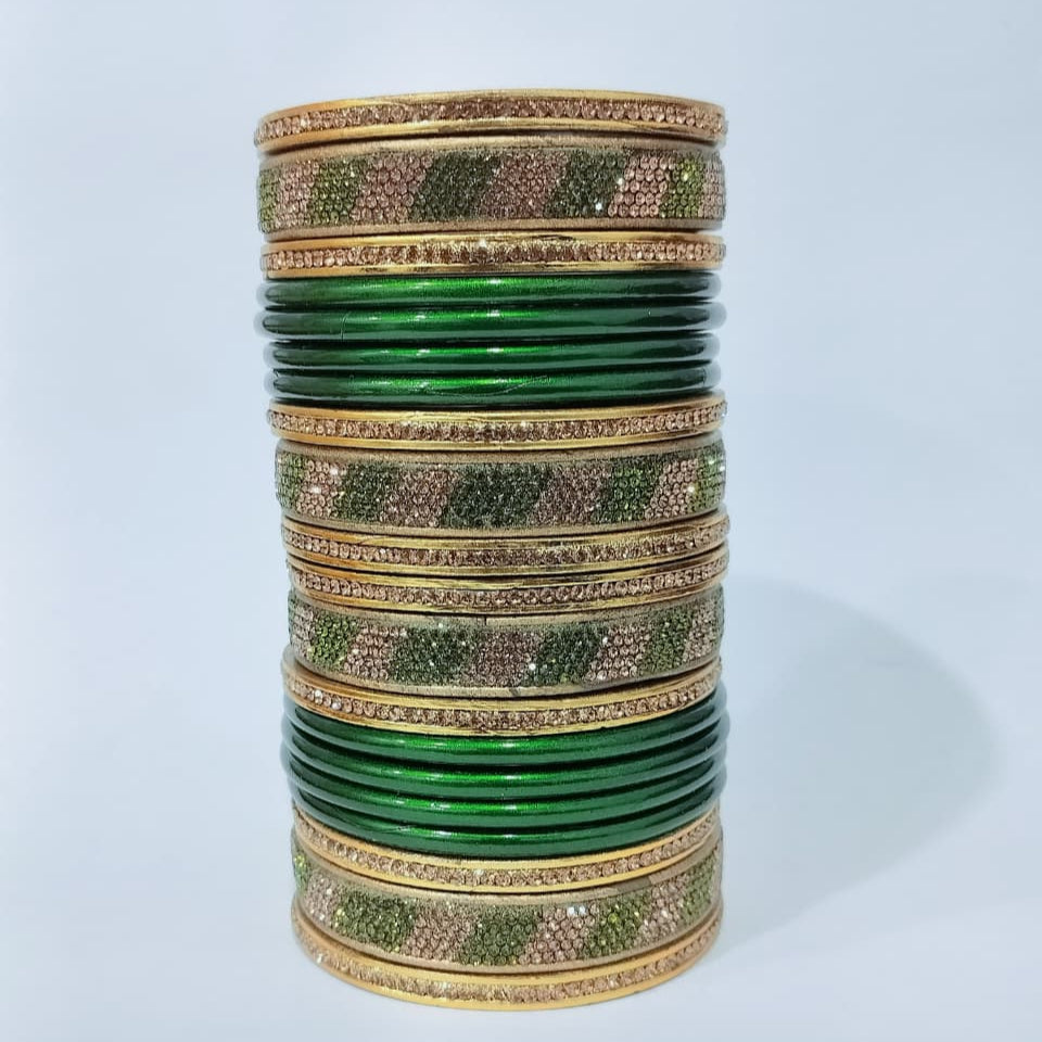 Karva Chauth Special Set Of Green Punjabi Lakh traditional Bangles Set | for women and girls