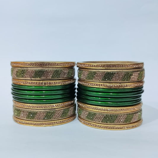 Karva Chauth Special Set Of Green Punjabi Lakh traditional Bangles Set | for women and girls