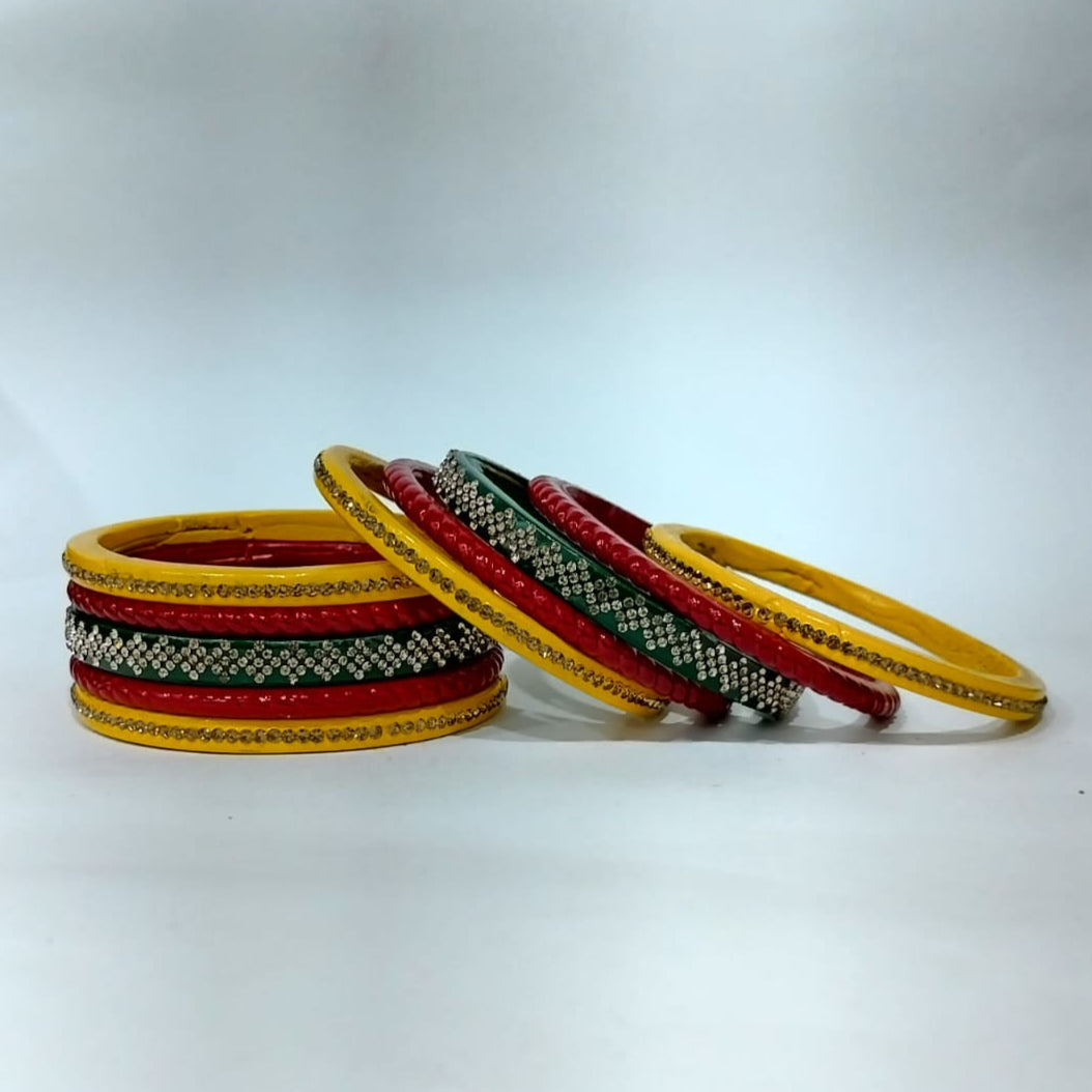 Karva Chauth Special Red Yellow Green Lakh traditional Bangles Set | for women and girls